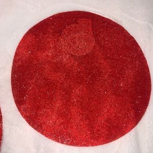 Set of 4 Round Sparkle Valentine’s Day Luminous Rhinestone Diamond Placemats Red